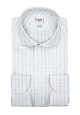 Light Blue Checked 100 Cotton Poplin Shirt