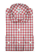 Camicia Cotone Zephir a Quadri Rosso