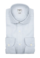 Camicia Piumino In Pregiato Cotone Egiziano Azzurra Con Righe