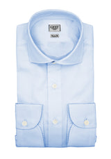 Camicia Super Piumino In Pregiato Cotone Egiziano Giza 87 Azzurra