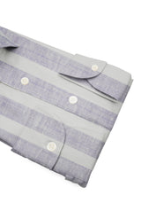 Camicia Cotone Chambray a Righe Azzurro e Blu