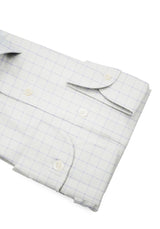 Business Shirt Opera Cotton Bouclé 2 Stripes Checked Light Blue and Blue
