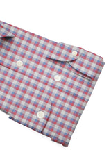 Blue Red Zephir Checked Cotton Shirt