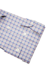 Zephir Cotton Shirt with Light Blue and Pink Checks