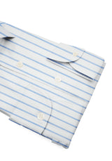 Camicia Cotone Chambray Super a Righe Azzurro e Blu