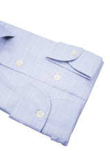 Light Blue Poplin 120 Business Shirt With White Stripes