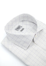 Camicia Opera Cotone Bouclé 2 Righe a Quadri Azzurro e Blu