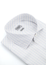 Light Blue Checked 100 Cotton Poplin Shirt