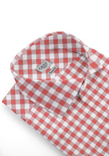 Camicia Cotone Zephir a Quadri Rosso