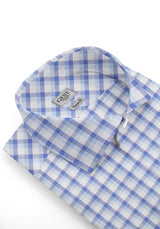 Zephir Blue Checked Cotton Shirt