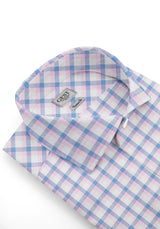 Zephir Cotton Shirt with Light Blue and Pink Checks