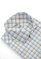 Zephir Cotton Shirt with Light Blue Yellow Checks