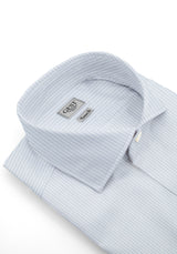 Camicia Piumino In Pregiato Cotone Egiziano Azzurra Con Righe