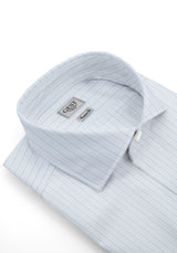 Camicia Piumino In Pregiato Cotone Egiziano Giza 87 Azzura con Righe