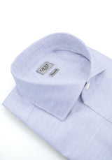 Poplin Shirt 120 Light Blue With White Stripes