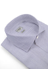 Poplin Shirt 120 Light Blue With Wavy Stripes