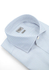 Giza 87 Light Blue Checked Fine Egyptian Cotton Duvet Shirt