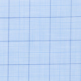Camicia Cotone Chambray a Quadri Azzurro e Blu