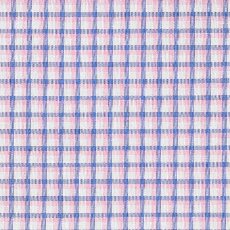 Camicia Cotone Zephir a Quadretti Azzurro Rosa