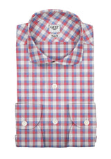 Blue Red Zephir Checked Cotton Shirt