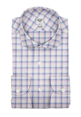Zephir Cotton Shirt with Light Blue and Pink Checks