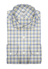 Zephir Cotton Shirt with Light Blue Yellow Checks