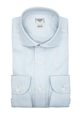 Down Shirt In Fine Egyptian Cotton Giza 87 Light Blue With Stripes