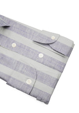 Light Blue and Blue Striped Chambray Cotton Shirt