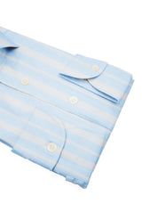 Light Blue and Blue Double Striped Chambray Cotton Shirt