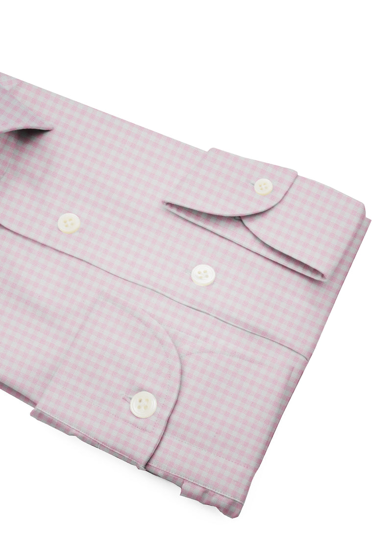 Zephir Cotton Shirt with Pink Checks