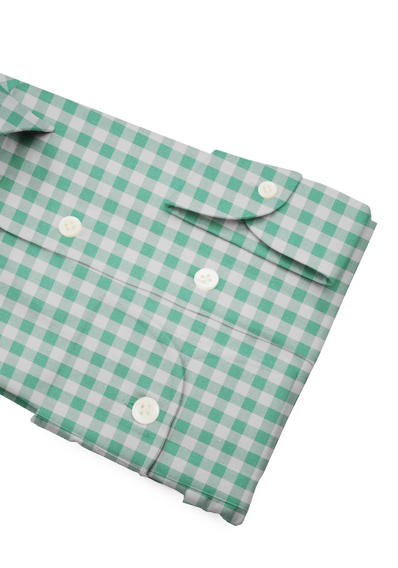 Green Checked Zephir Cotton Shirt