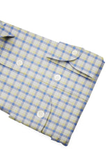 Camicia Cotone Zephir a Quadretti Azzurro Giallo