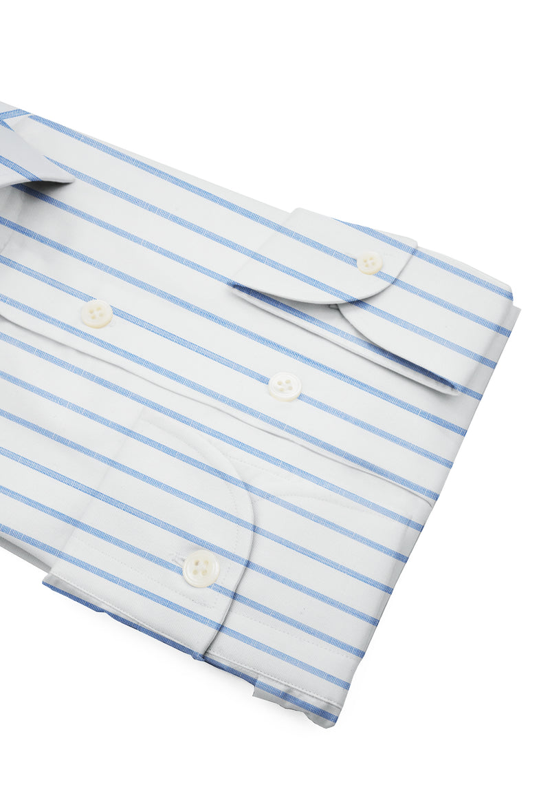 Light Blue and Blue Striped Super Chambray Cotton Shirt