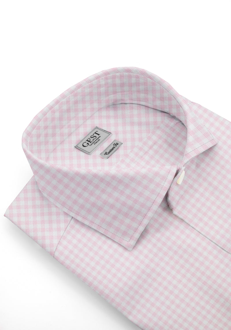 Zephir Cotton Shirt with Pink Checks