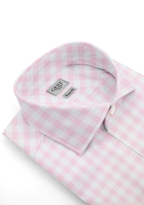 Pink Checked Zephir Cotton Shirt