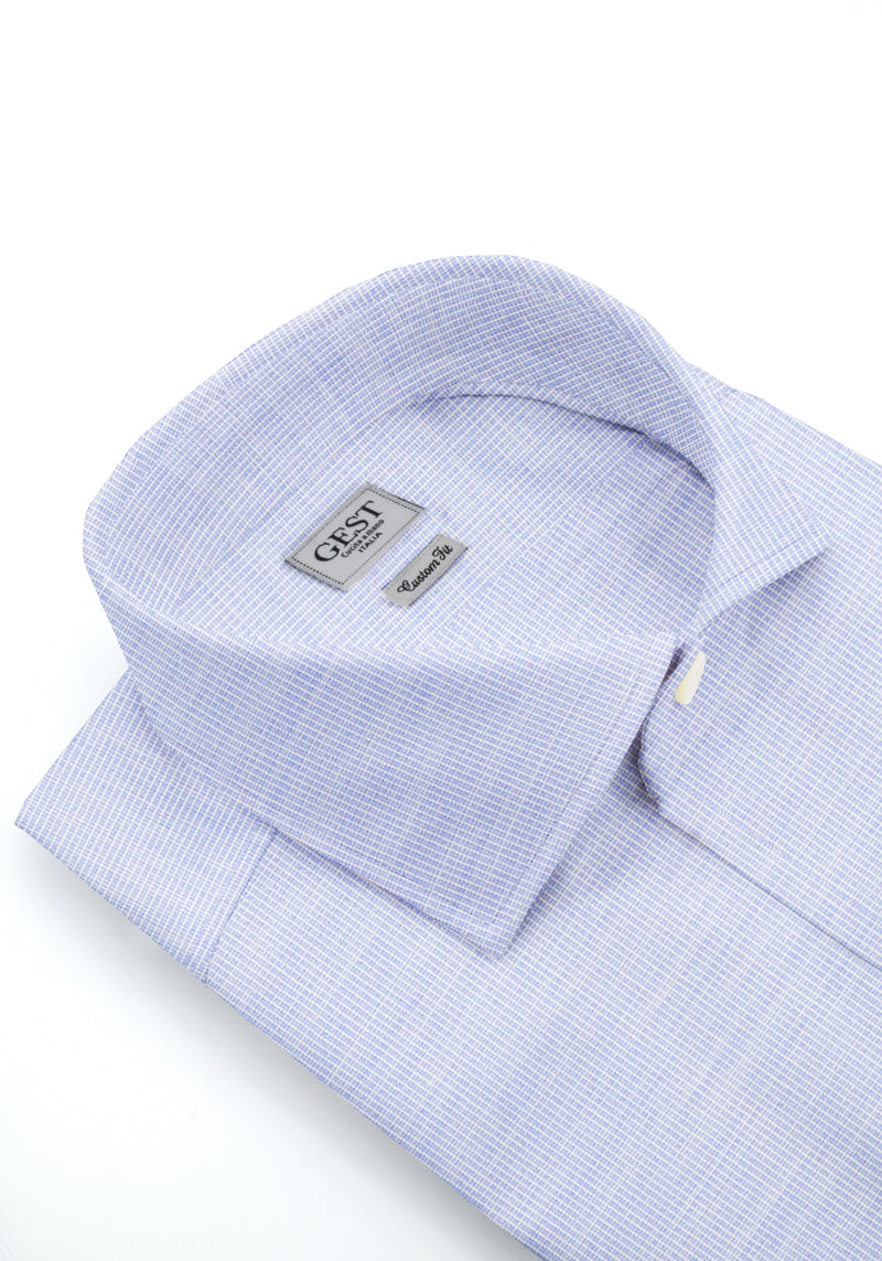 Light Blue Poplin 120 Business Shirt With White Stripes