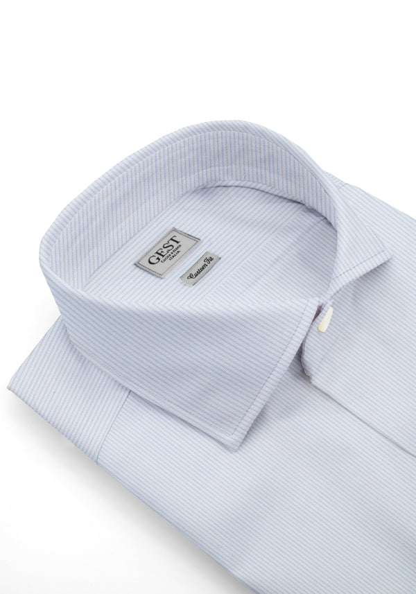 Light Blue Poplin 120 Business Shirt With Stripes