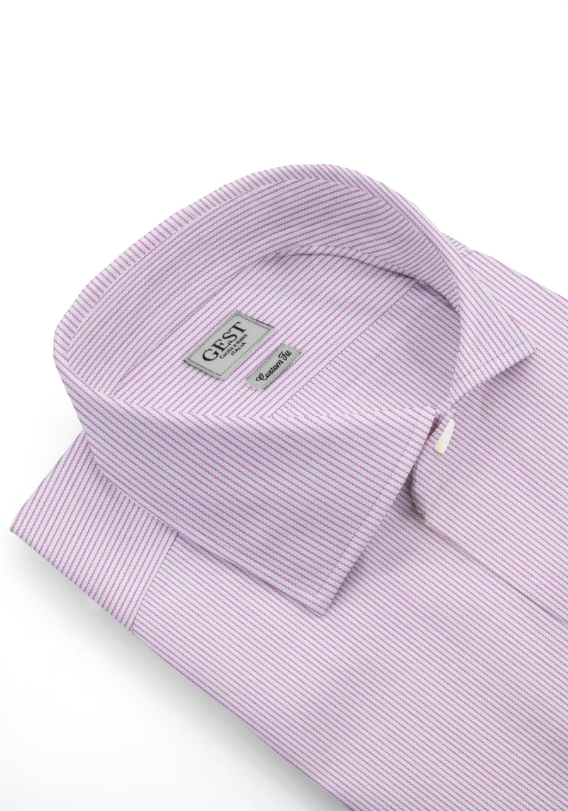 Poplin Shirt 120 Purple with Stripes