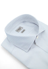 Down Shirt In Fine Egyptian Cotton Giza 87 Light Blue With Stripes